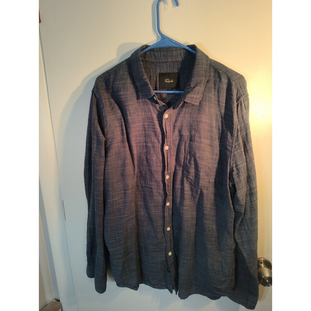 Rails Wyatt Shirt Mens Large L Navy Etch Blue Cotton Button Down Shacket Top
